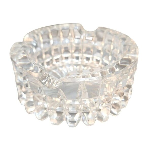 Vintage Clear Pressed Glass Ashtrays Heavyweight Glass Design One per order - Picture 1 of 9
